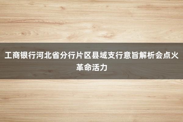 工商银行河北省分行片区县域支行意旨解析会点火革命活力